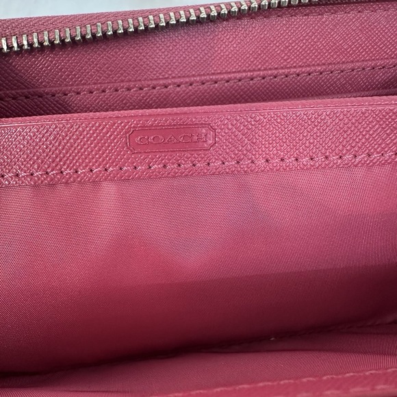 Pink Coach Wallet Darcy Bow Accordion Zip Pink Leather Zip Around Clutch - Picture 9 of 16